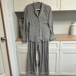 Cozy Earth Women's Bamboo Stretch-Knit Long Sleeve Pajama Set Size Small Grey